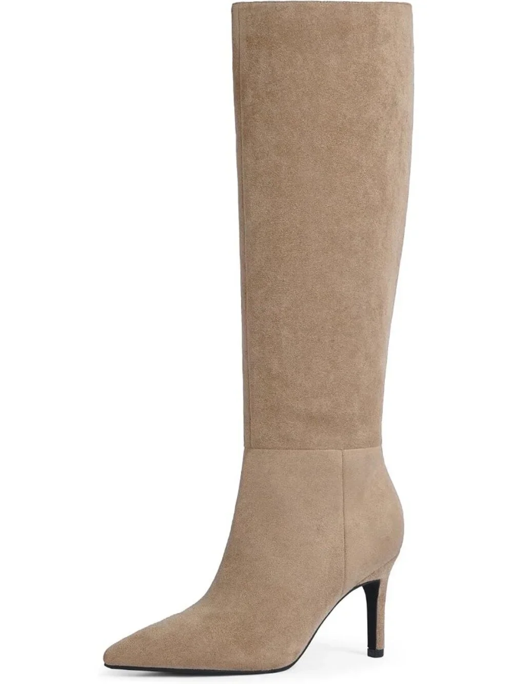 Women's Tan Suede Pointed Toe Faux Leather Stiletto Heel Over The Knee Boots